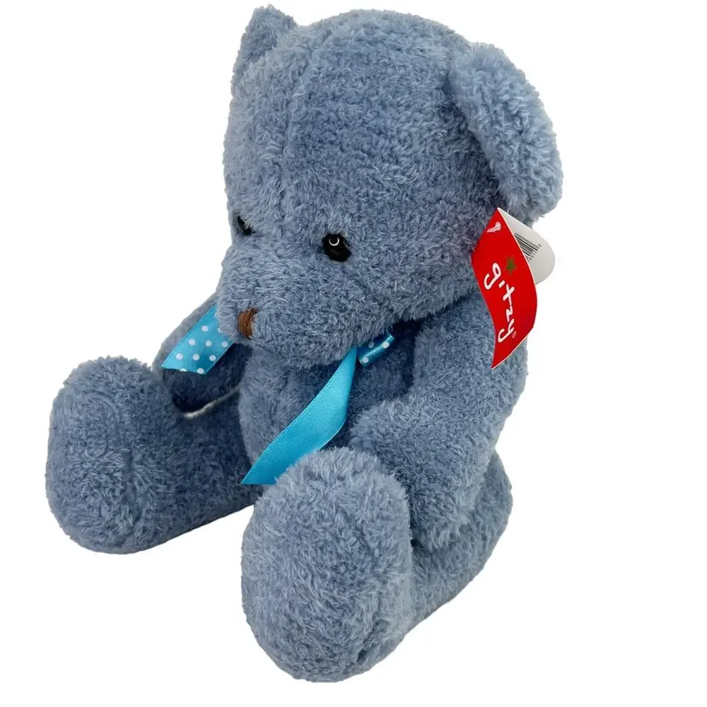 Gitzy Blue Teddy Bear Polka Dot Ribbon 160120 9.5